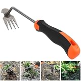 MOKIDO Unkraut Entferner Gerät, Gartenarbeit Hand Unkrautstecher, Unkrautstecher mit Stiel, Gartenwerkzeug, Unkraut Entferner Gerät, 4 Zähne Gartenkralle, Draussen Gartengeräte