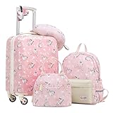COOLIFE 5tlg Kinderkoffer mit Rucksack, Kindertrolley aus Kunststoff, Kindergepäck, Kinder Kofferset Handgepäck Reisegepäck Hartschalenkoffer für Jungen und Mädchen (Zebra, Koffer-Set 5-TLG)