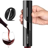 HOOMIL Weinflaschenöffner Set, 2-in-1 Elektrischer Korkenzieher für Wein, Automatisch Flaschenöffner Kit mit Folienschneider Weinöffner, Schwarz