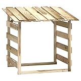 vidaXL Kiefernholz Imprägniert Pergola mit Dach Unterstand Überdachung Kaminholzregal Brennholzregal Feuerholzregal Garten 100x90x100cm