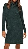 ONLY Damen Strickkleid Loose Fit Longsleeve Knit Kleid mit Langen Ärmeln ONLJANA Rollkragen Dress Pullover, Farben:Grün,Größe Damen:M