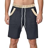 Generisch Kurze Hosen Herren Sommer Shorts mit Kordelzug Stoffhose Kurz Bermuda Chino Shorts Gummibund Freizeithose Kurz Sommerhose Sporthose Gym Strand Shorts