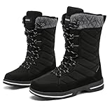 Geweo Winterstiefel Damen Wasserdicht Schneestiefel Warm Gefütterte Winter Schuhe Trekking Boots Stiefel Schwarz 41