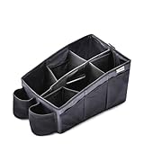 hauck Auto Organizer mit 2 Getränkehalter, 6 verstellbare Fächer & Tragegriff für Rücksitzbank Kinder Aufbewahrungsbox mit Tragegriff, Faltbar, Fixierbar, Grau