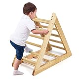 GOPLUS Kinder Kletterdreieck, Dreieck Klettergerüst aus Holz, Kletterdreieck Dreiseitig Verfügbar, Robuster Dreiecksständer für Kinder ab 3 Jahren, für Zuhause & Außenbereich