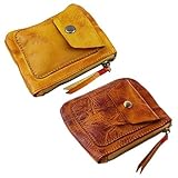 CVZQTE Echtes Leder Geldbörse Vintage Mini Zipper Geldbörsen für Fall Lagerung Tasche Karte