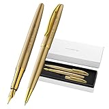 Pelikan Jazz® Noble Elegance K/P36 Kugelschreiber und Füllhalter mit Gravur Geschenk - einzigartige Stifte mit Namen - personalisierte Geschenke - Füllfederhalter (Gold Gelb)