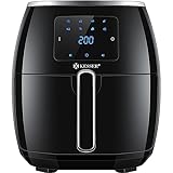 KESSER® XXL 5,5 Liter Heißluftfritteuse inkl.Brotbackkorb Friteuse Fritteuse 1700W Airfryer Touch Display 8 Programmen ohne ÖL Rezeptheft ✓ Backofen ✓ Heißluft ✓ Grill | Fettfrei