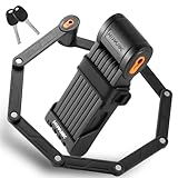 HIPARK Faltschloss Fahrrad, Fahrradschloss Faltschloss 100cm mit Schlüsseln, Fahrradschloss hohe Sicherheit mit Halterung, Fahrrad Schloss aus Legiertem Stahl für Fahrrad, E-Bike, Schwarz