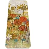 Eslifey Yoga-Matte mit Wasserfarben-Blumen, dick, rutschfest, für Damen und Mädchen, Gymnastikmatte, weiche Pilates-Matten, 183 x 61 cm, 0,6 cm dick