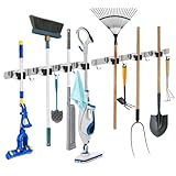 WECUTE Besenhalterung Wand 2 Stück Gerätehalter Hakenleiste Besenhalter Gartengerätehalter Gartengeräte （Edelstahl）