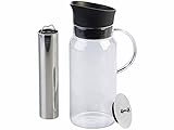 Rosenstein & Söhne Glaskaraffe: Cold-Brew-Kaffeebereiter aus Glas, mit Edelstahlfilter, 1.200 ml (Glaskrug, Kaffeebereiter Edelstahl, Kaffeemaschine)