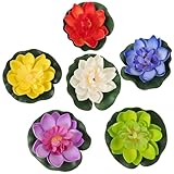 Garneck 6 Stück künstlicher lotus gefälscht Lilien Dekorationen Schwebend LED Tank seerosen künstlich künstliche seerosen kunstpflanze lebensechte Seerose lebendige Lotusverzierung Plastik