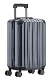 Münicase M816 TSA-Schloss, Dehnungsfuge, Teleskopgriff, Reisekoffer mit 4 Rollen, Hartschale, Kabinentrolley 55cm, Grey
