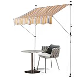 mymai Klemmmarkise Markise Balkon ohne Bohren, Balkonmarkise mit Handkurbel, UV-beständig, Sonnenschutz, Wasserdicht & Höhenverstellbar, 150 x 120 cm