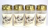4 Grablichter, Grabkerzen, Kinder/Sternenkinder 4er Set- 12,5x6 cm - 4100 - ca. 65 Stunden Brenndauer je Grablicht – Trauerkerze - Motivkerze - Gedenkkerze