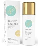 Cosphera Collagen Booster Creme 50 ml Vegan - mit Hyaluronsäure, Peptiden & Vitamin B3 - Gesichtscreme gegen Falten - Anti Faltencreme gegen Tränensäcke, Augenringe und Stirnfalten