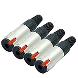 KNOKR 4 Stück/Los 6,35 mm Stereo-Klinkenstecker 1/4 Zoll TRS Buchse Stecker Mikrofon Kabel Drahtverbinder mit Verriegelungssteckern