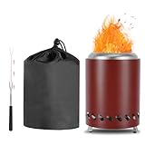 CAMPORG Mini Feuerschale für den Garten 14cm ⊘ * 20cm H, Campingkocher für den Außenbereich die Ideal für BBQ oder Kochen, Tragbare Outdoor Feuerschale, Rot