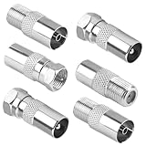 Powice 6 Stücke Koaxialkabel Verbinder, Sat Kabel Verbinder, F Stecker Sat Kabel, Antennenstecker, TV Koaxial Stecker Kit für Satellitenkabel, Antennenkabel