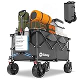 Sekey XXL Plus Bollerwagen Faltbar mit Bremsen 200L 200KG Belastbar, Extra Breite Reifen All Terrain Bollerwagen, Patentiert Zusammenfaltbar aus Vier Richtungen, XXL-PlusB 4011, Anthrazit