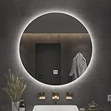 Bathroom Mirror Wall Mirror Compatible with Bathroom , Round Backlit Mirror, Illuminated LED Bathroom Mirror, Vanity Wall Mount Mirror with Lights Compatible with Hotel/Bedroom/Salon, Frameless ( Colo