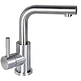 Wasserhahn Bad, SEMANEY 360° Drehbar Waschbecken Armaturen, Einfache Montage Einhebelmischer Waschbecken Mischbatterie Edelstahl, L Form Armatur für Bad oder Kleine Küche, Gebürstet