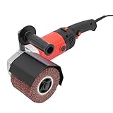 HUSPOO Satiniermaschine 2200W 220V | 6-Stufige Drehzahl (600-3000 U/min) | Elektrische Bürstenschleifer für Holz & Metall | Mit 2 Roten Bürstenrädern & Staubschutz