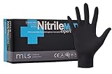 MTS Safety & Protection Einweghandschuhe M - 100 Stück/Box Nitrilhandschuhe Schwarz Handschuhe Nitril - Einmalhandschuhe Puderfreie & Latexfreie Gummihandschuhe (M, Schwarz, 100 Stück)