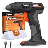 GoGonova Heißklebepistole Akku kann 20S Schnelles Aufheizen, Klebepistole Kabellos mit 25 Klebestiften 7mm & 2000 mAh Akku, für DIY, Handwerk und schnelle Reparaturen, Schwarz