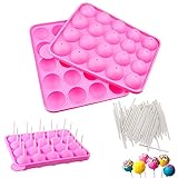 Cake Pop Formen Backen, 2 Stück Silikon Lollipop Formen, Cake Pop Sticks mit 100 Stück für Süßigkeiten, Schokolade