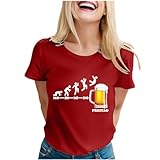 YOSUWOAI Trachtenshirt Damen Oktoberfest Trachten T-Shirt Traditionell Bierfest Tshirt Kurzarm Bier Drucken Oberteile Casual Rundhals Sportshirt Kurz T-Shirts Sommer Sportshirt
