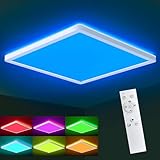 Oraymin 28W 3080LM Led Deckenleuchte Farbwechsel, LED Deckenlampe Dimmbar mit Fernbedienung, IP44 led panel für Badezimmer Schlafzimmer Kinderzimmer Wohnzimmer, 420x420x28.5mm, RGB+4.000 Kelvin