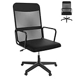 YRHome Ergonomischer Bürostuhl mit Netzrücken & Armlehnen Höhenverstellbarer Schreibtischstuhl mit Rollen, Drehfunktion – Atmungsaktive Bürosessel für Homeoffice, Arbeitszimmer, Jugendzimmer Schwarz