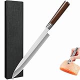 xiaotianlai 24cm Yanagiba Messer 5Cr15MoV Edelstahl, Sashimi Sushi Messer Einzelfase Klinge-Japanisches Kochmesser Profi Fischmesser Holzgriff -mit Fischgrätenpinzette (Style B)