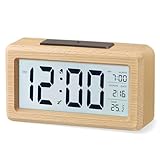 aboveClock Wecker Digital, Holz mit Sensore Moduls, Tischuhr mit Großer Anzeige, Datum, Teperatur Anzeige, Nachtlicht, Digital Uhr mit Snooze Moduls (Batterie Nicht Enthalten)