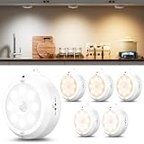 daphomeu Dreifarbiges Dimmbare Nachtlicht mit Bewegungsmelder, 3*AA Batteriebetriebene lampen, Schrankbeleuchtung, Bewegungsmelder innen für Treppe, Schlafzimmer, Küche, Kinderzimmer.(6 Stück)