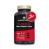 T-Power Natürliche Ergänzung Maca Kapseln mit Zink, Ginseng, Bockshornklee, L-Taurin, Schwarzem Pfeffer. Stimulans + Ausdauer + Energie. Pre Workout. 120 Kapseln. Vegan. N2 Natural Nutrition