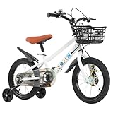 Kinderfahrrad von 35,6 cm (14 Zoll), ausgestattet mit zwei Stabilisatoren, Lenker, verstellbarer Sitz, Bremsen vorne und hinten, kombiniert, Räder für Jungen und Mädchen von 2 bis 8 Jahren