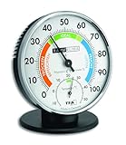 TFA Dostmann Präzisions Thermo-Hygrometer,45.2033, zur Raumklimakontrolle, analog, mit Komfortzonen, Kontrolle von Temperatur und Luftfeuchtigkeit, L 102 x B 35 (80) x H 114 mm