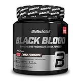 BioTechUSA Black Blood CAF+ Preworkout Getränkepulver mit 12 Wirkstoffen und 200mg Koffein pro Portion - Zucker-, Laktose- und Glutenfrei, 300 g, Cola_