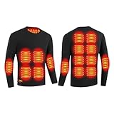 Guimuer Beheizbare Unterwäsche Herren Elektrisch Thermounterwäsche Oberteil 22 Heizelemente USB Aufladung Basisschicht Thermoshirt