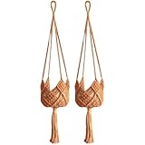 Macrame Plant Indoor – Pflanzkorb 2X | Trend Boo Haken Decke Deko Home | Set mit 2 Hängekörben | Elegante gewebte Topfschlinge für Fenster I