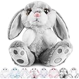 My OLi Kuscheltier Hase 20cm Plüsch Hase Stofftier Kuscheltiere Schlappohren Sitzend Kuschelhase Plüschtiere Für Mädchen Kinder Jungen-Graue Farbe