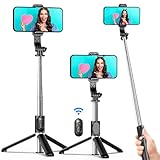 Selfie Stick Stativ, 360°Rotation 4 in 1 Selfiestick mit Fernbedienung Handy Selfie-Stange und Tragbar Monopod Handyhalter für iPhone 14/13/12/11 Pro/XS Max/XS/X/8/7, Samsung Smartphones