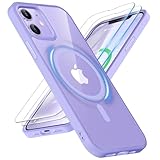 ORETECH Handyhülle für iPhone 12 Hülle mit 2 Stück Schutzfolie, Magnetisch Hülle für iPhone 12/12 Pro 6,1 Zoll, Stoßfest Magnetisch Schutzhülle iPhone 12 Case Anti-Fingerabdruck Helles Violett