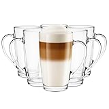 Glasmark Krosno Latte Macchiato Gläser Cappuccino 6er Set Teegläser- Mit Henkel Dessertgläser Wassergläser Kaffeegläser Glühweingläser Eiskaffee- Glühweintassen Groggläser 6x 400 ml