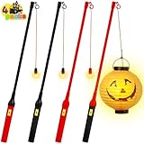 JSUEU Laternenstäbe LED, 4 Stück Laternenstab Kinder Elektrischer 50 cm Laternenstab Mit LED Leuchtstäbe Laterne für St Martin Kinderpartys Kindergarten Kostümpartys Zauberstäbe Halloween Dekoration