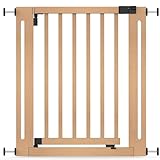 Safetots Holz Elegance Treppenschutzgitter, Natur, 71cm - 79cm, Druckmontage Sicherheitsgitter, Treppenschutzgitter für Treppen, Flure und Türen, Einfache Installation