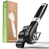 Oliver's Kitchen ® Dosenöffner - Rostfreier Edelstahl - Schwarz Sicherheitsdosenöffner - & Deckelöffner - Komfortabler rutschfester Griff - Müheloses Öffnen von Dosen